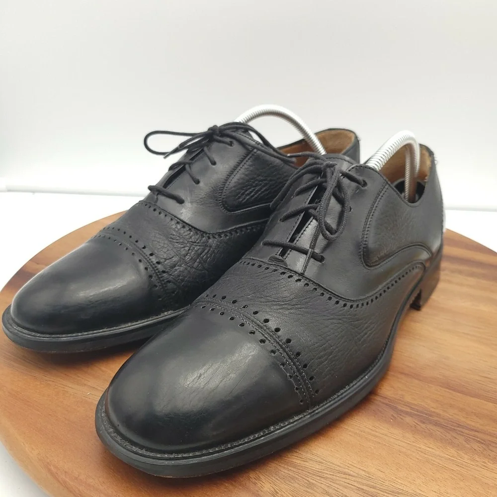 Miguel Angel Oxfords Shoes Mens Size‎ 10 M Black Leather Cap Toe Made in Spain